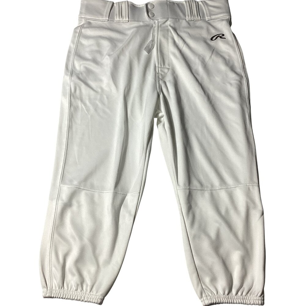 Rawlings: White Baseball Pants, Cropped Below The Knee, Size Medium